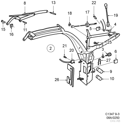Repair Kit Micro Intermediate switch Saab 9-3v1 CV '98-'03 Convertible Top