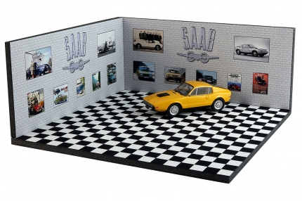 Diorama Saab display stand, miniatures saab garage saab gifts: books, models...