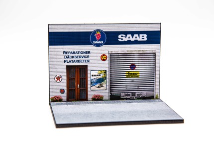 Diorama Saab miniature display stand, saab garage saab gifts: books, models...