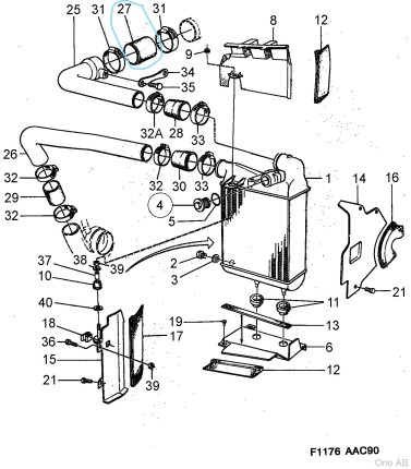 Charge air hose Saab 900 turbo classic 1986-1993 Engine