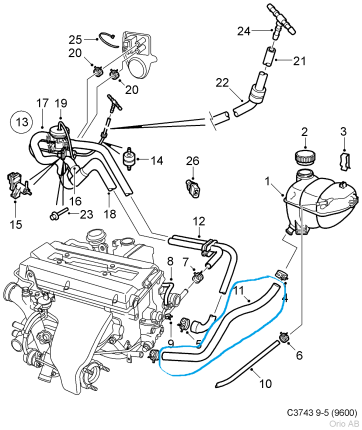 Cooling hose saab 9.5 2002-2010 Others interior equipments