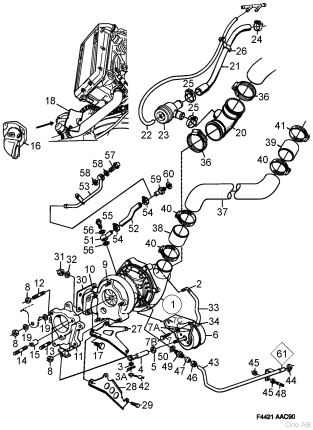 Saab 900 16 valve turbo cooling hose Water coolant system