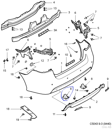 mounting rear bumper, SAAB 9.3 NG Bumper