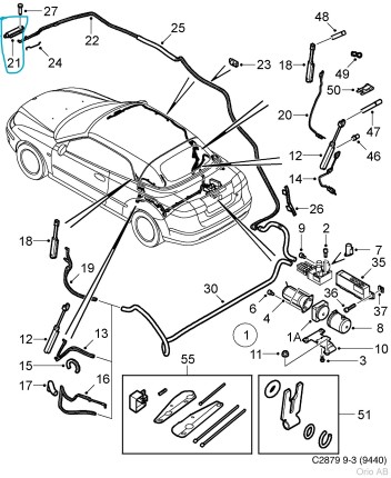Front Hydraulic cylinder for saab 9.3 convertible 2004-2011 Convertible Top