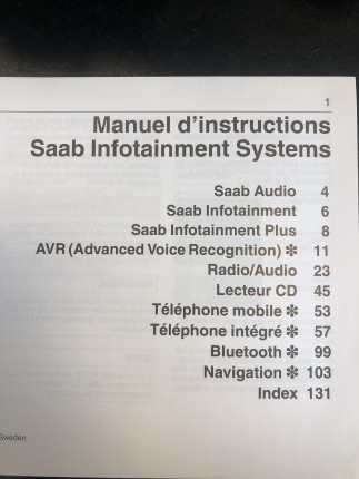 Saab 9.3 Infotainment Manual 2005 Accessories