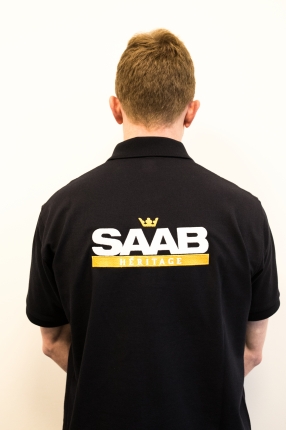 Short sleeved Saab Heritage polo in Midnight Blue Size M saab gifts: books, models...