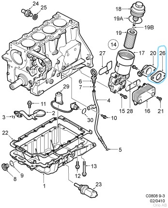 pipe seal water connection (diesel), saab 9.3, 9.5, 9.3 NG Engine