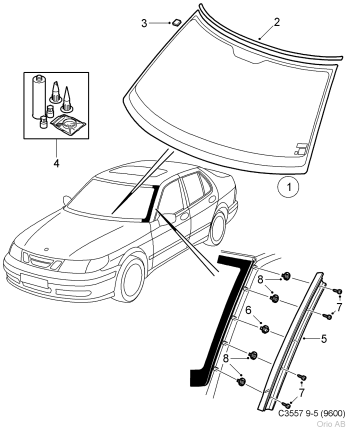 windscreen seal for Saab 9.5 1998-2010 Windscreen and windows