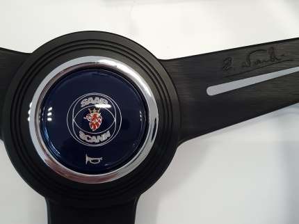 Nardi leather Steering wheel with black spokes for SAAB 900 classic Back order parts available from us
