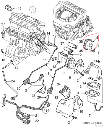 heater circulation engine, saab 9.5 2004-2010 A/C and Heating parts