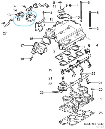 Crankcase breather hose saab 9.3 NG - 9.5 NG 2006-2011 Water coolant system