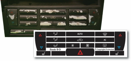 Replacement control buttons kit for air conditioning for saab 9.3 2003-07 Accessories