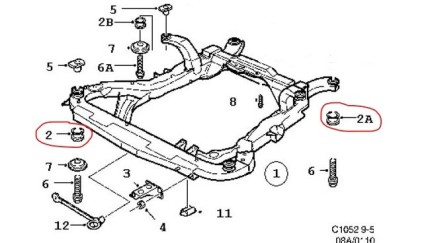 Silent block front cradle (front or rear) saab 9.5 2002 -2010 Bushings