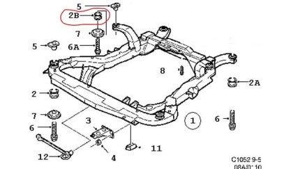 Central Bushing, Suspension Subframe  for saab 9.5 Engine mounts