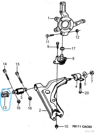 left or right wishbone support, saab 9000 Front absorbers