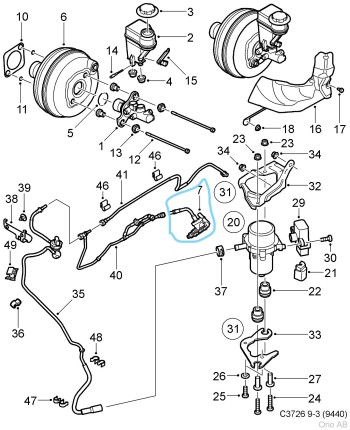 brake vacuum hose saab 9.3 NG and 9.5 NG Brake system