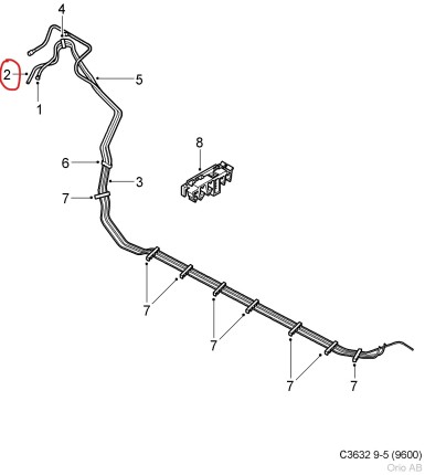 fuel return pipe, saab 9.5 2005-2010 Engine